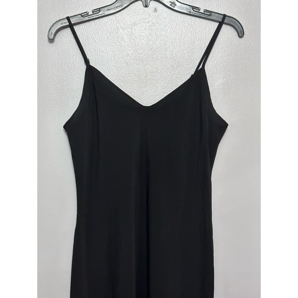 Allsaints Slip Dress Women's 00 Black Solid Knee Length V Neck Minimalist New - Picture 3 of 9